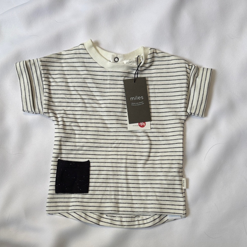 NWT Miles Baby Black and White Striped Tee